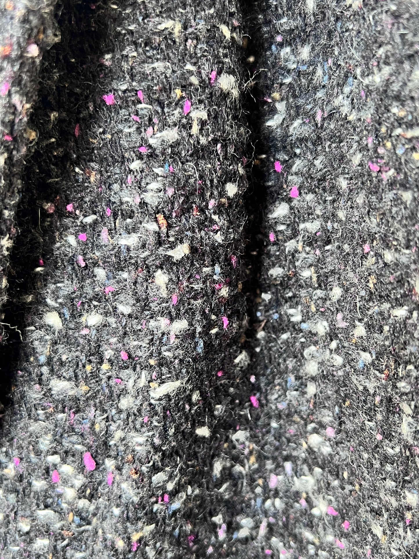 Vintage Wool Tweed Coat with Leather Collar